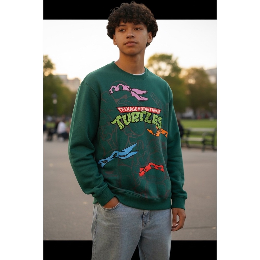 Nickelodeon Teenage Mutant Ninja‎ Turtles TMNT Green Graphic Sweatshirt Kids XL